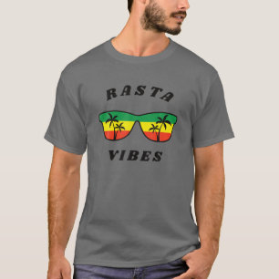 Rasta Vibes Reggae Rastafari Handflatan Träd Tropi T Shirt