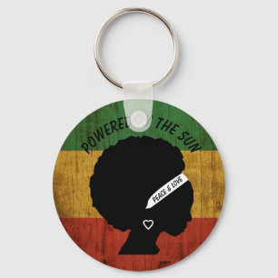 Rasta Woman Peace & Kärlek med Sol Nyckelring