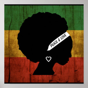Rasta Woman Peace & Kärlek Poster