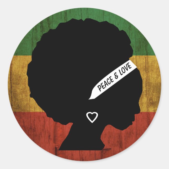 Rasta Woman Peace & Kärlek Runt Klistermärke (Framsida)