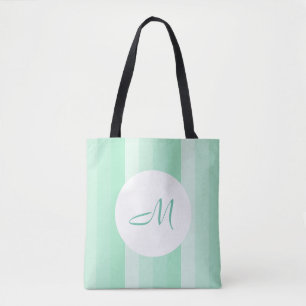 Rastad monogrammad Modern Mint-Grönt-mall Tygkasse