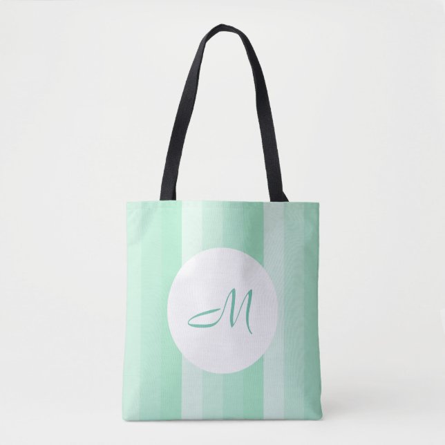 Rastad monogrammad Modern Mint-Grönt-mall Tygkasse (Framsida)