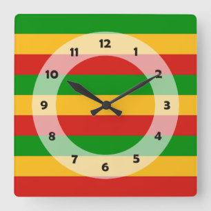 RASTAFARI FÄRG + era idéer Fyrkantig Klocka
