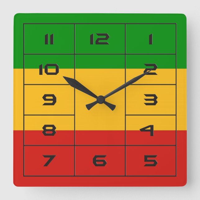 RASTAFARI FÄRG + era idéer Fyrkantig Klocka (Framsida)