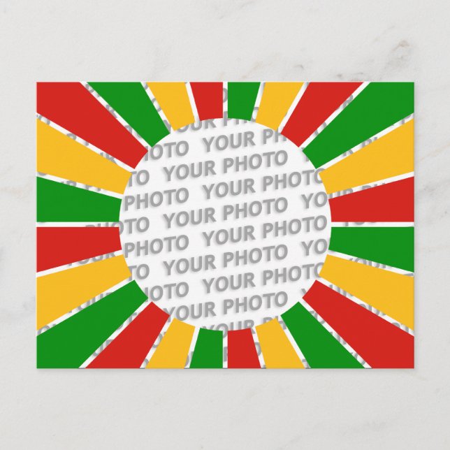 RASTAFARI FLAGG KNAPP STRÅLAR + ditt tecken eller  Vykort (Framsida)