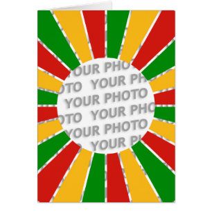 RASTAFARI FLAGGA BUTTON RAYS + ditt tecken eller f Hälsningskort