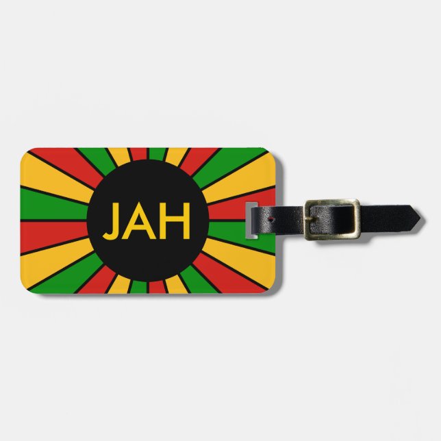 RASTAFARI FLAGGA BUTTON RAYS + ditt tecken eller m Bagagebricka (Horisontell Framsida)