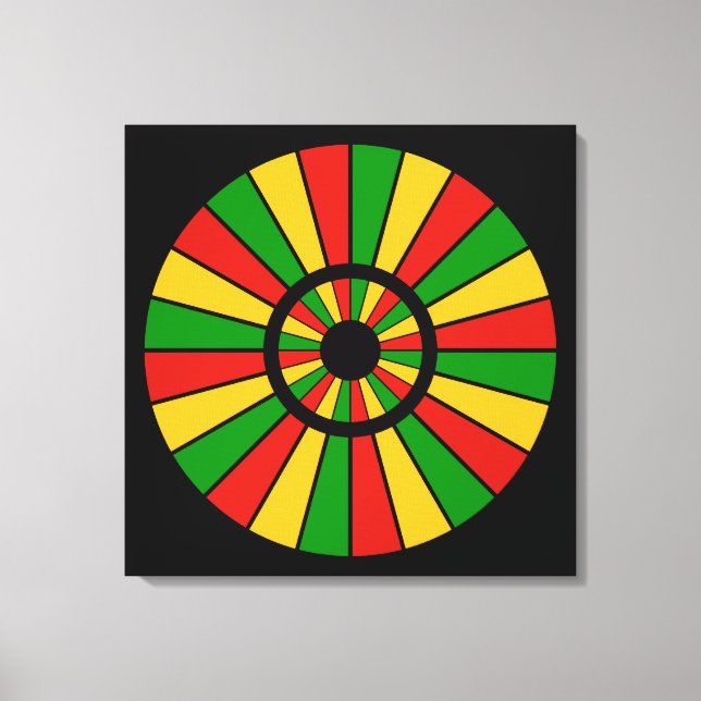 RASTAFARI FLAGGA BUTTON RAYS + ditt tecken eller m Canvastryck (Framsida)