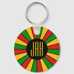 RASTAFARI FLAGGA BUTTON RAYS + ditt tecken eller m Nyckelring