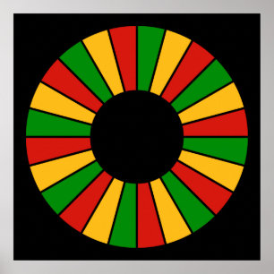 RASTAFARI FLAGGA BUTTON RAYS + ditt tecken eller m Poster