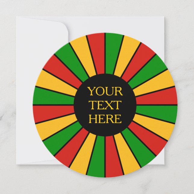 RASTAFARI FLAGGA BUTTON RAYS + tecken eller text (Framsida)