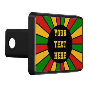 RASTAFARI FLAGGA BUTTON RAYS + tecken eller text Dragkroksskydd