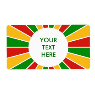 RASTAFARI FLAGGA BUTTON RAYS + tecken eller text Fraktsedel