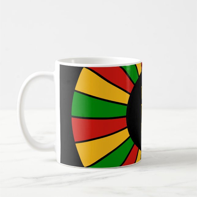 RASTAFARI FLAGGA BUTTON RAYS + tecken eller text Kaffemugg (Vänster)