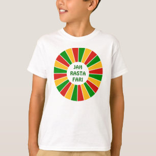 RASTAFARI FLAGGA BUTTON RAYS + tecken eller text T-shirt