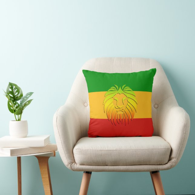 RASTAFARI FLAGGA FÄRG - LEJONT KUDDE (Stol)
