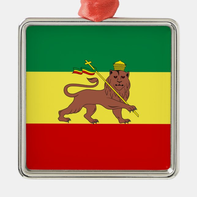 Rastafari Flagga (Rastafari) (Rasta) Julgransprydnad Metall (Framsidan)