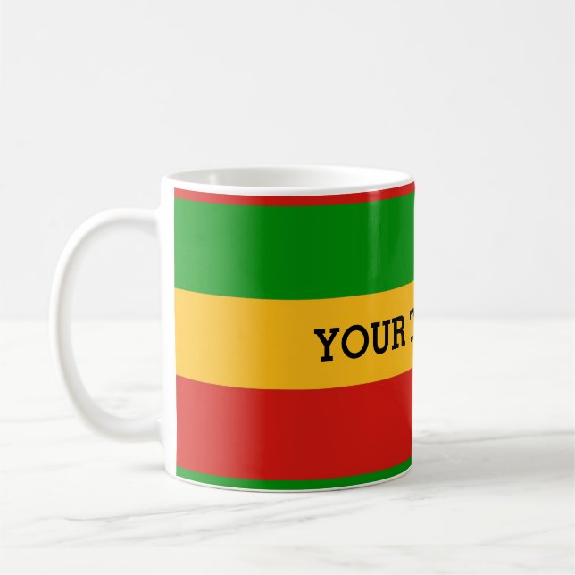 RASTAFARI-FLAGGAFÄRGER + din text Kaffemugg (Vänster)
