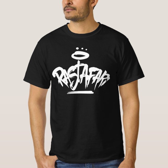 Rastafari Graffiti Märkre Stil Reggae T-Shirt (Framsida)