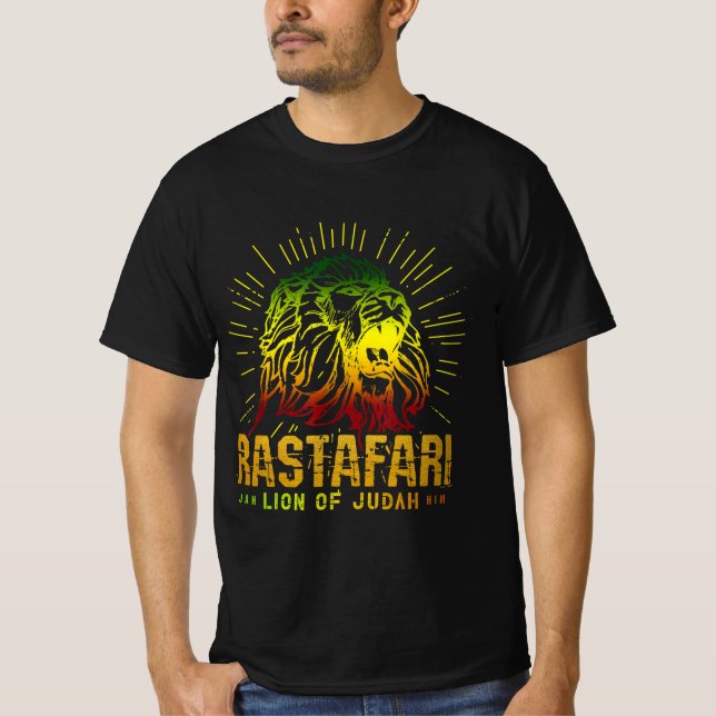 Rastafari Lejon om Judah - Jah Him Reggae Music T Shirt (Framsida)
