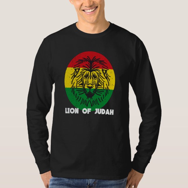 Rastafari Lion Head Jamaica Souvenir Rasta Roots R T Shirt (Framsida)