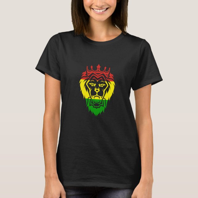Rastafari Lion Head Jamaica Souvenir Rasta Roots R T Shirt (Framsida)