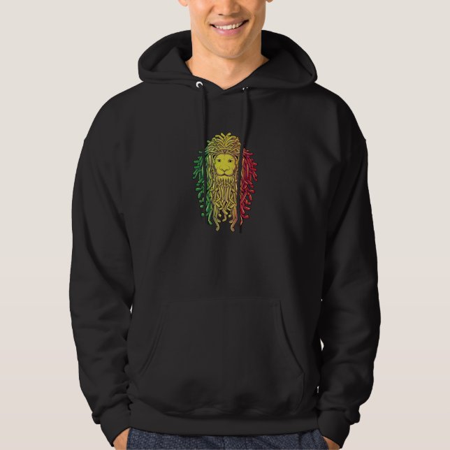 Rastafari Lion of Judah Jamaica Souvenir Rasta Roo Hoodie (Framsida)