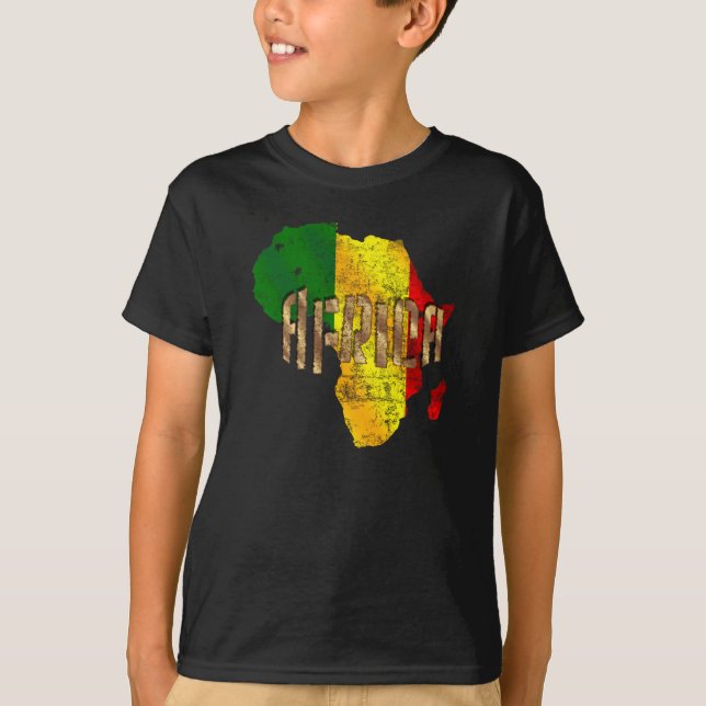 Rastafari Rasta för afrikaReggaekarta flagga T Shirt (Framsida)