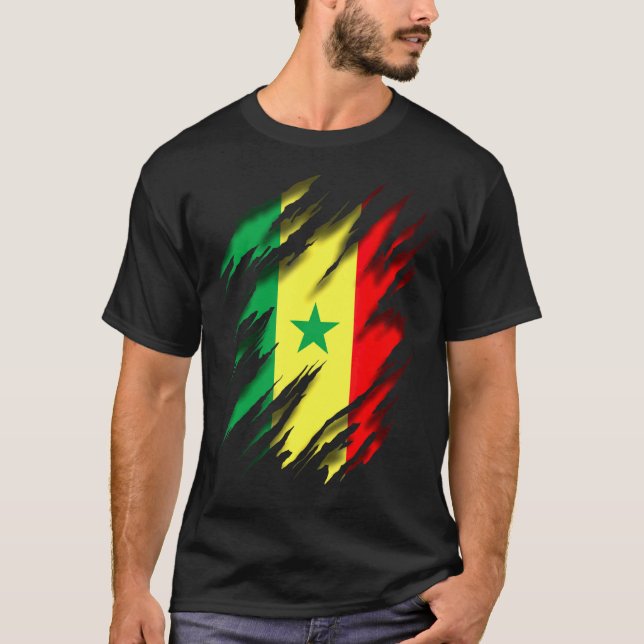 Rastafari Rasta Senegal Flagga T Shirt (Framsida)