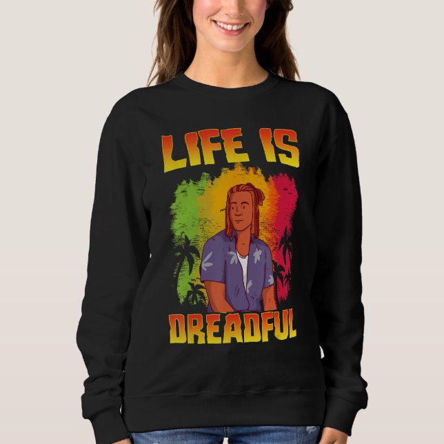 Rastafari Rastafarian Rasta Life Is Dreadful T Shirt (Framsida)
