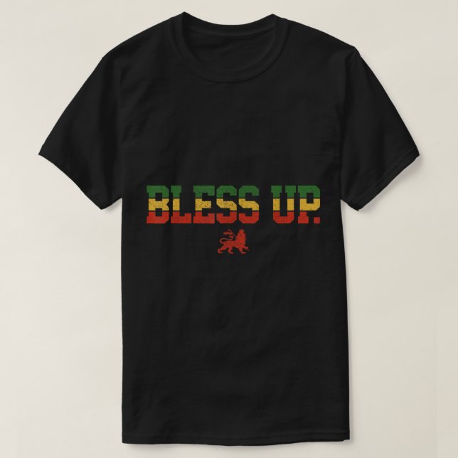 Rastafari Reggae Music Bless Up Dub Dancehall Rast T Shirt (Design framsida)