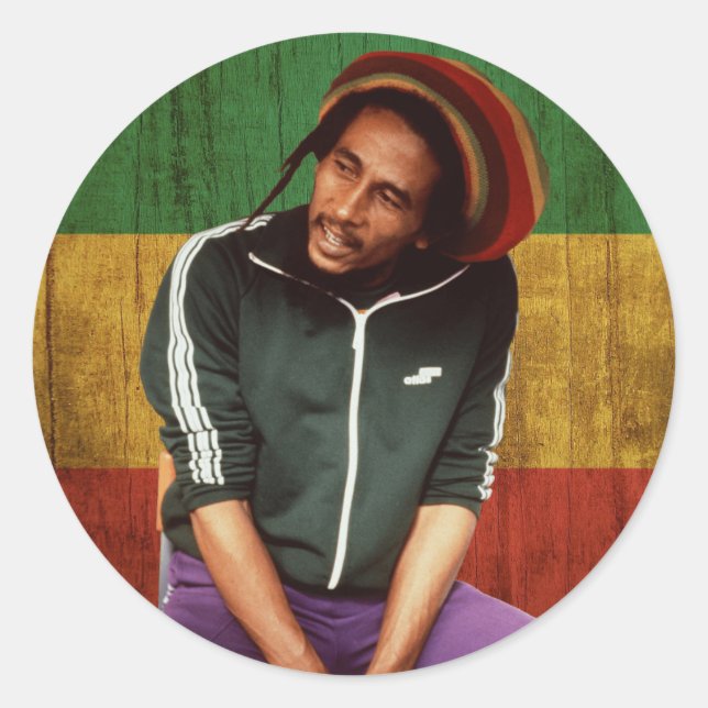 Rastafari - Reggae - Roots - Sticker Runt Klistermärke (Framsida)