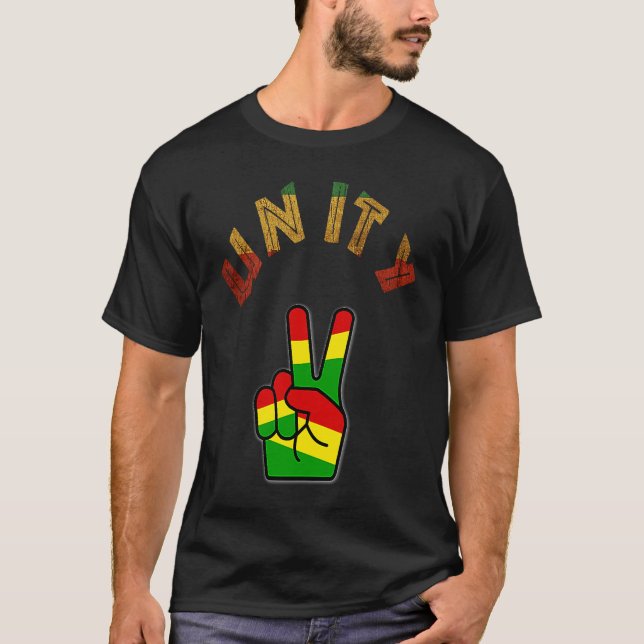 Rastafari Reggae Unity Peace Quote Rasta Färg T Shirt (Framsida)