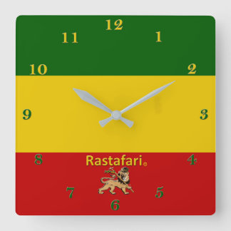 Rastafarian Bob Marley Region Wall Clock Fyrkantig Klocka