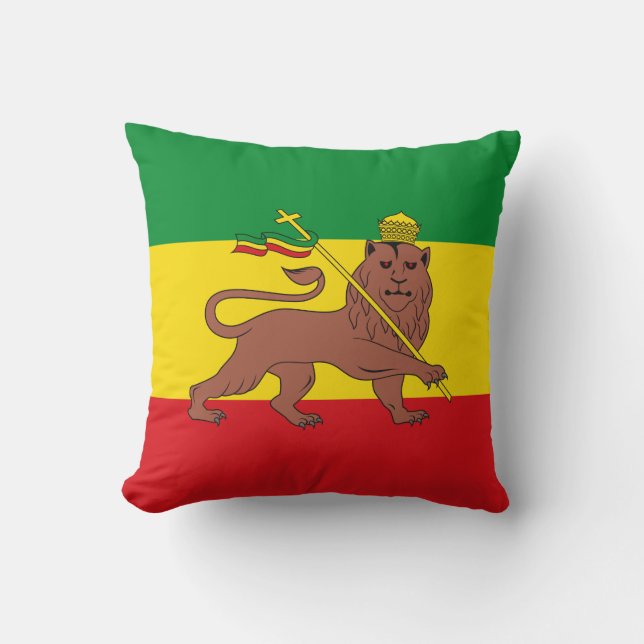 Rastafarian flagga av Etiopien som är lejon av Kudde (Framsida)
