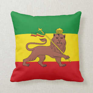 Rastafarian flagga av Etiopien som är lejon av Kudde
