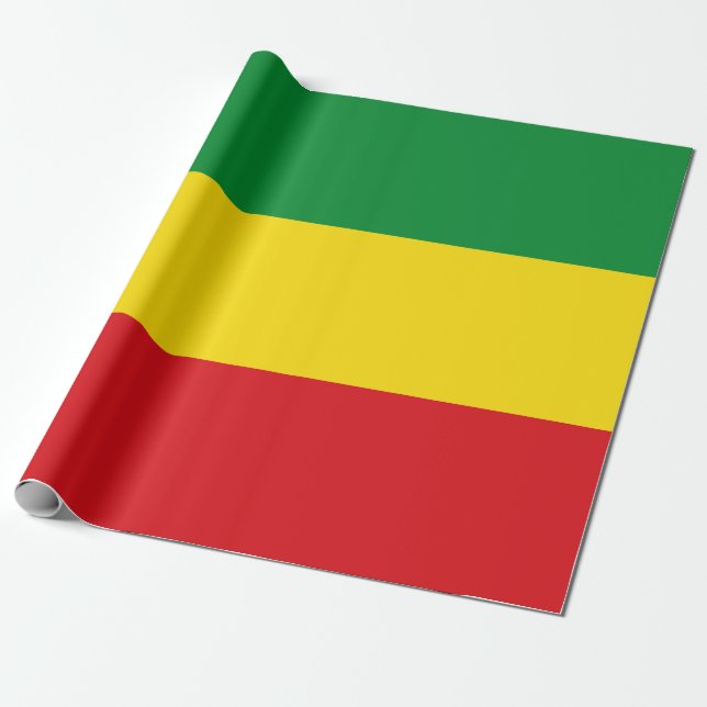 Rastafarian Flagga Rasta etiopian Presentpapper (Utrullad)