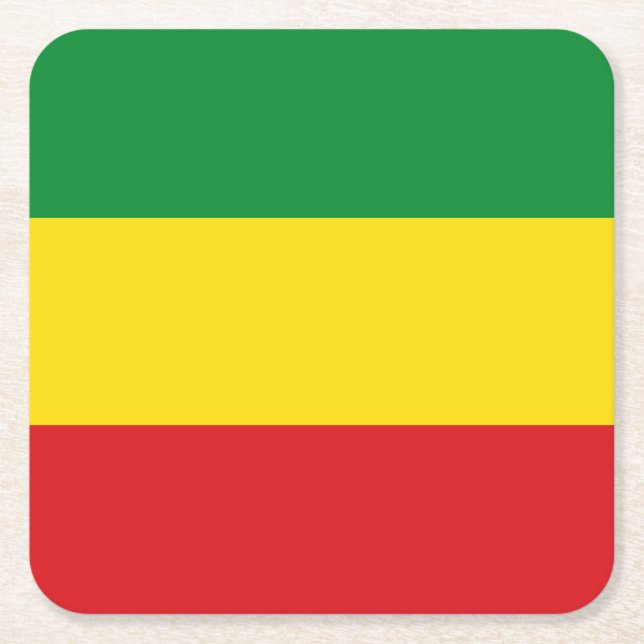 Rastafarian Flagga Rasta etiopian Underlägg Papper Kvadrat (Framsidan)