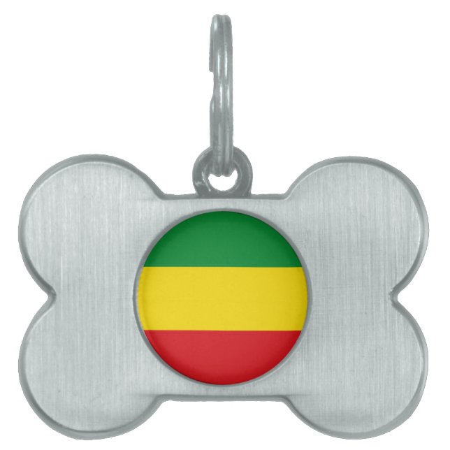 Rastafarian Flagga Rasta Etiopien ID-bricka Husdjur (Framsidan)