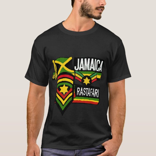 Rastafarian för ReggaeRasta svart T-tröja färger Tee Shirt (Framsida)