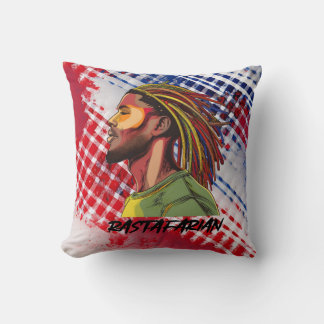 Rastafarian med fördämningslås på grunge print kudde