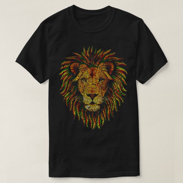 Rastafarian Red Yellow Green Rasta Apparel Lion of T Shirt (Design framsida)