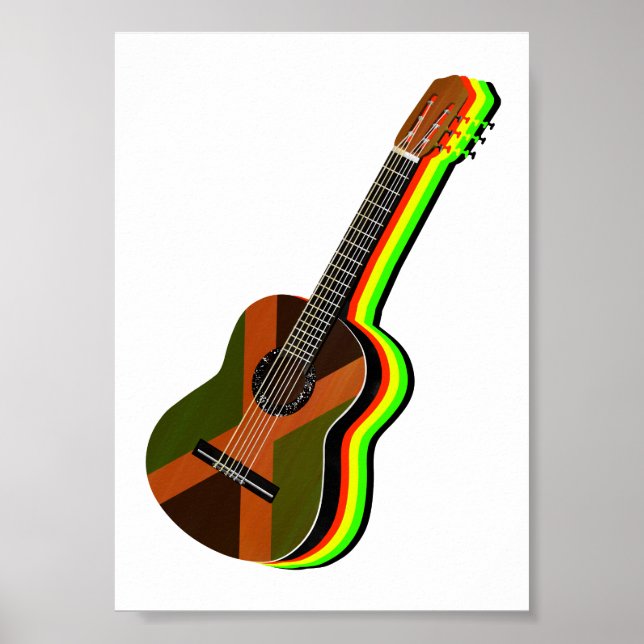 Rastafarian Reggae Guitar Jamaica Poster (Framsidan)