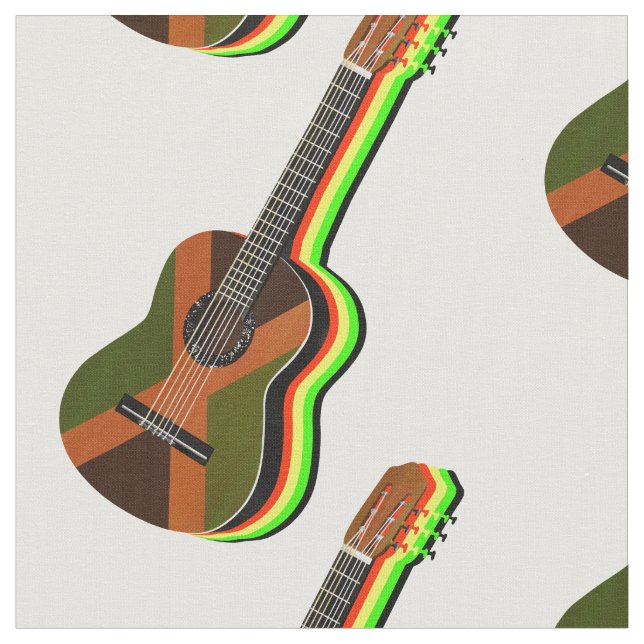 Rastafarian Reggae Guitar Jamaican Flagga Tyg (Närbild)