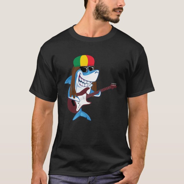 Rastafarian Shark cut Reggae Jamaican Shark T Shirt (Framsida)