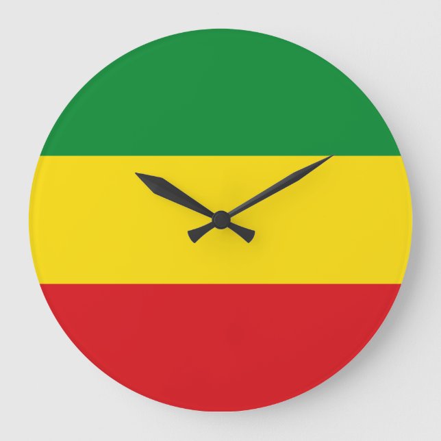 Rastafarianflagg Rasta Etiopien Stor Klocka (Framsida)