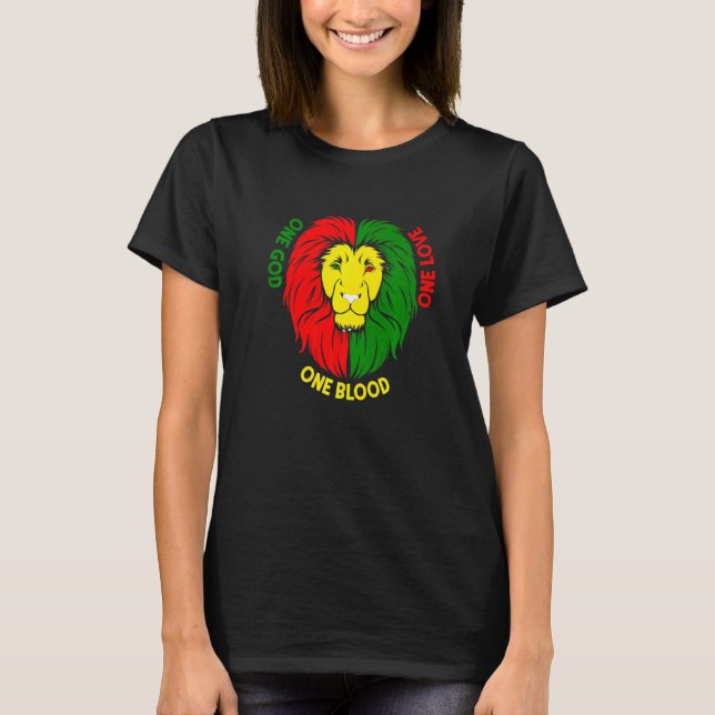 Rastafariansk Röd Gul Grön Rasta Kläder Lejon Av T Shirt (Framsida)