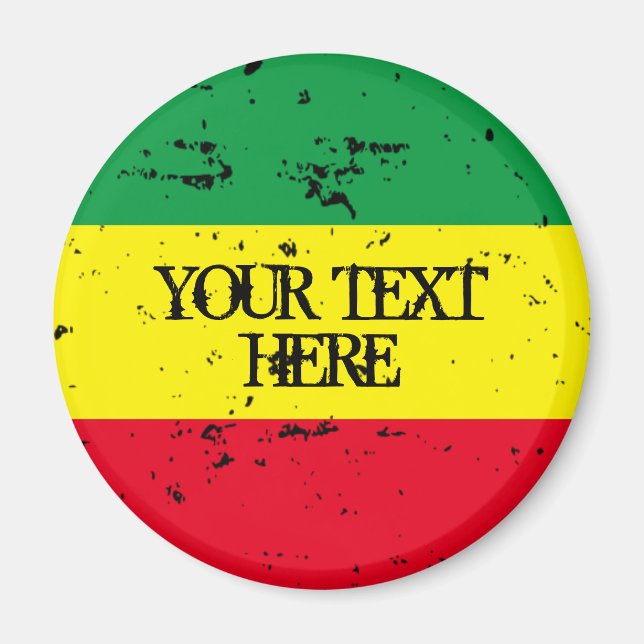 Rastafarisk flagga grönt gult röd rand-kylskåp magnet (Framsidan)