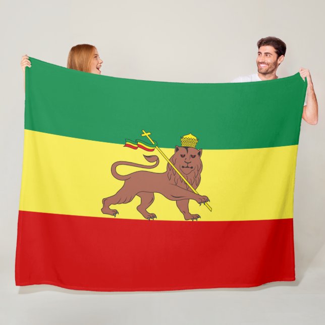 Rastafarisk Flagga (Rastafari) (Rasta) Fleecefilt (På plats)