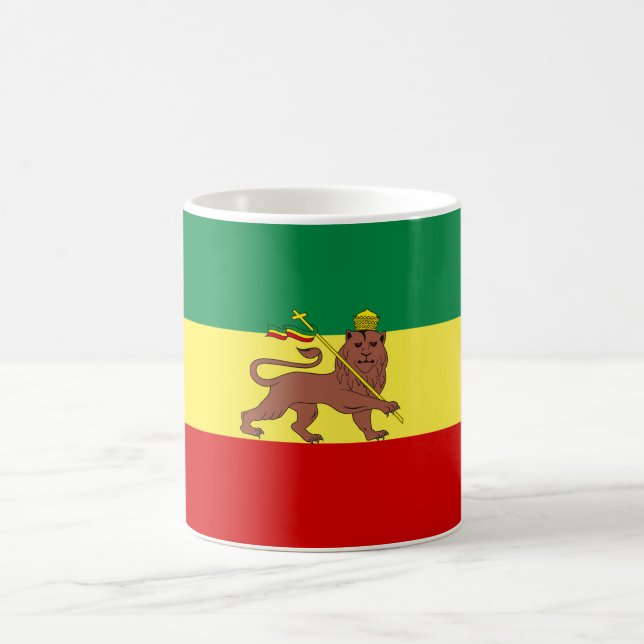 Rastafarisk Flagga (Rastafari) (Rasta) Kaffemugg (Center)